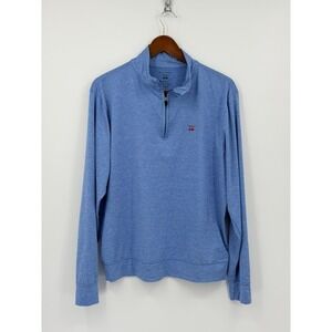 Bald Head Blues Mens L Albatross Quarter Zip Pullover Heather Blue Comfort Dry